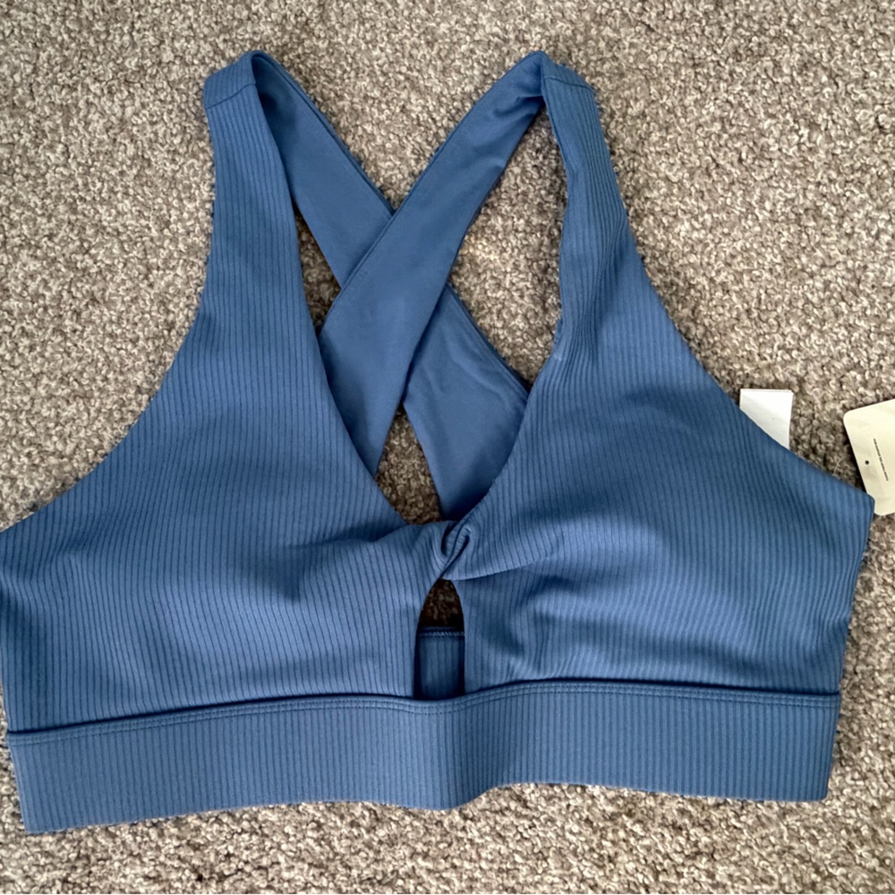 Fabletics Blue Ribbed Bra - Picture 3 of 5